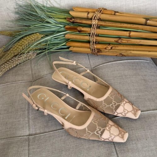 Gucci Slingback Kitten Heels with Crystal Embellishments for Women in Dubai