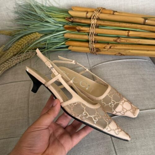 Gucci Slingback Kitten Heels with Crystal Embellishments for Women in Dubai