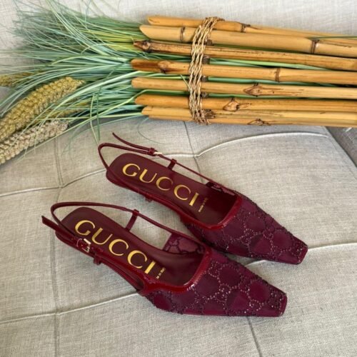 Gucci Slingback Kitten Heels with Crystal Embellishments for Women in Dubai