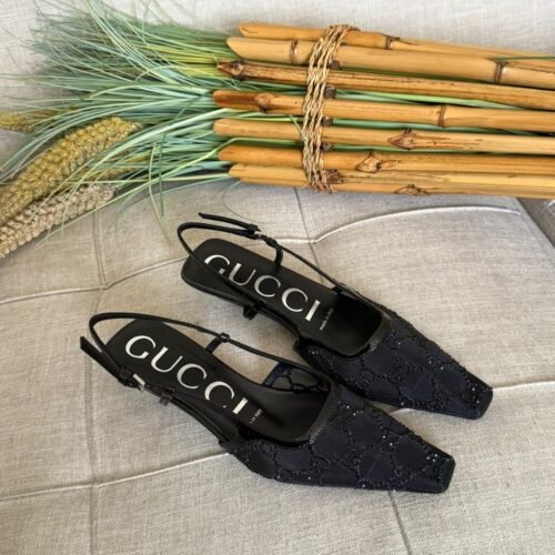Gucci Slingback Kitten Heels with Crystal Embellishments for Women in Dubai