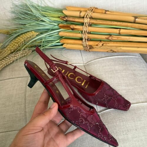 Gucci Slingback Kitten Heels with Crystal Embellishments for Women in Dubai