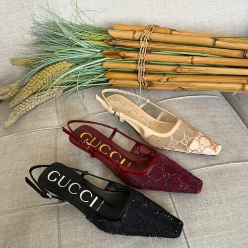 Gucci Slingback Kitten Heels with Crystal Embellishments for Women in Dubai