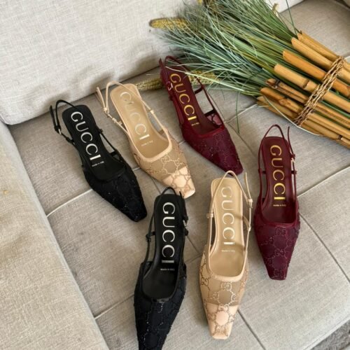 Gucci Slingback Kitten Heels with Crystal Embellishments for Women in Dubai
