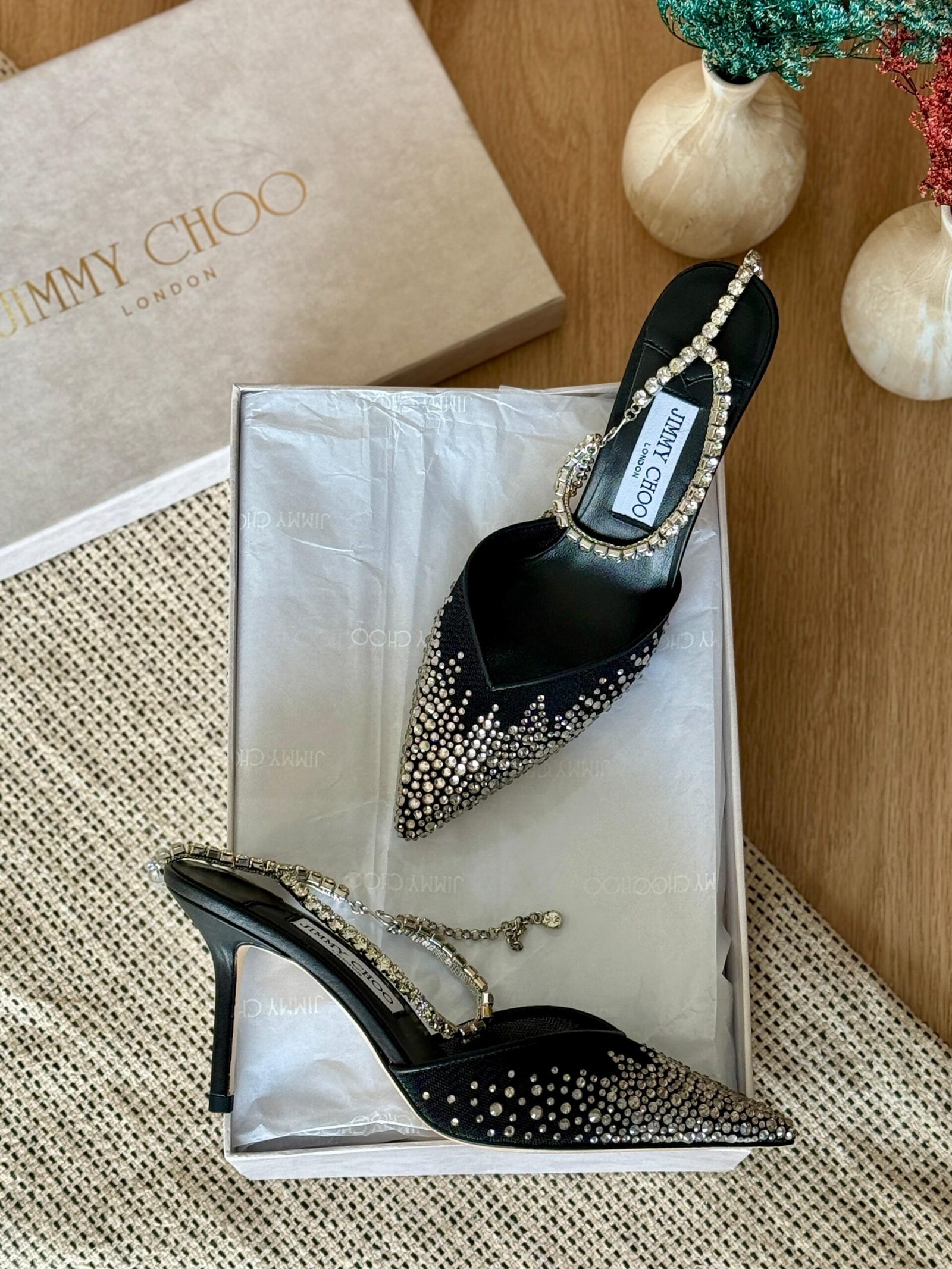 Jimmy Choo Saeda 100 Crystal-Embellished Pumps for women in Dubai