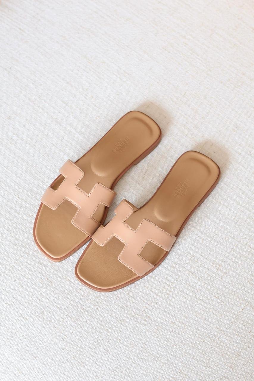 Hermes Oran Box Calfskin Sandals with Iconic H Cut-Out – Women's Flat Sandals in Dubai - Image 11