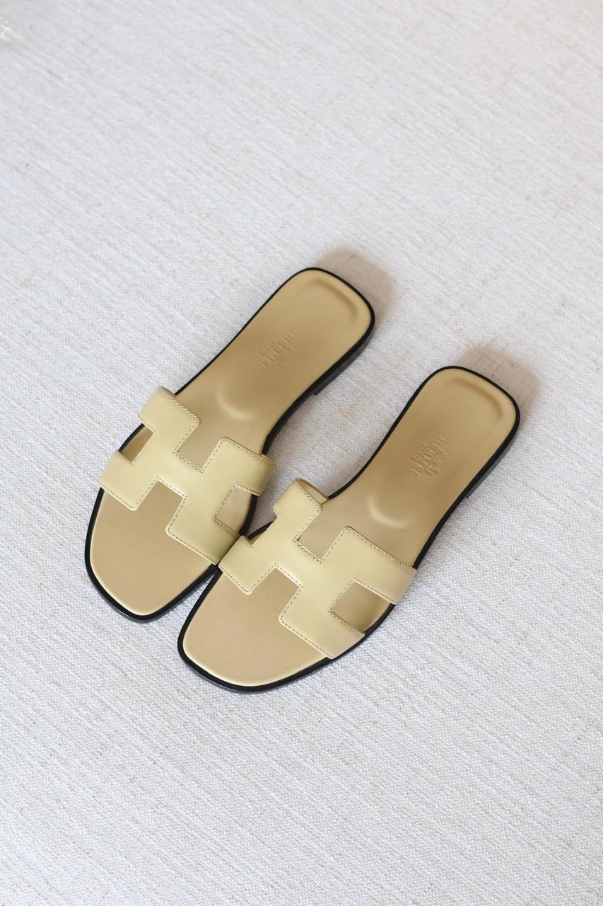 Hermes Oran Suede Goatskin Sandals – H Cut-Out Flat Sandals for women in Dubai - Image 2