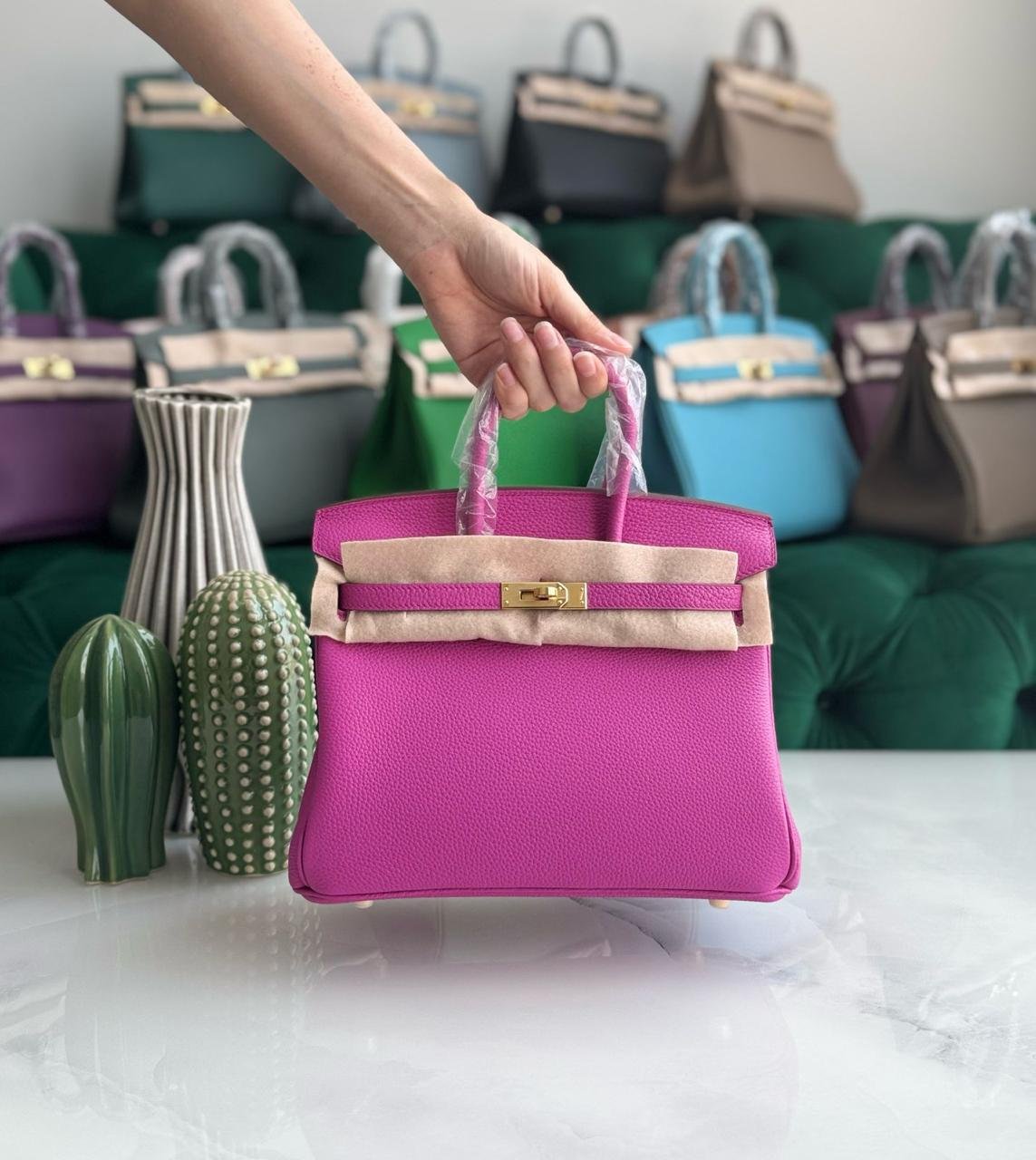 Hermes Birkin 25 Rouge H Togo Leather Bag for women in Dubai - Image 11
