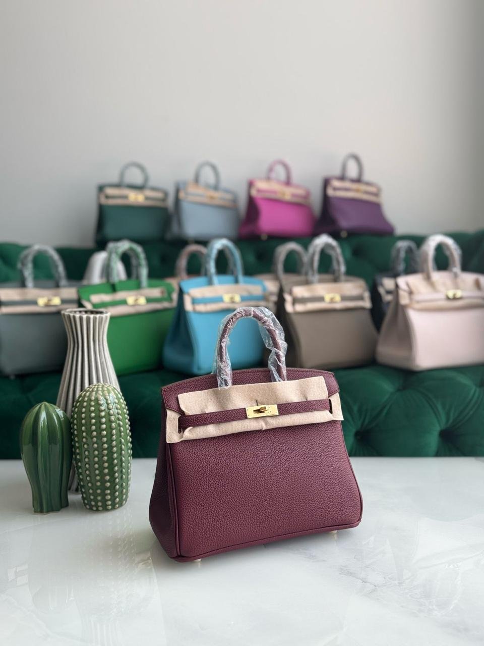 Hermes Birkin 25 Rouge H Togo Leather Bag for women in Dubai - Image 7