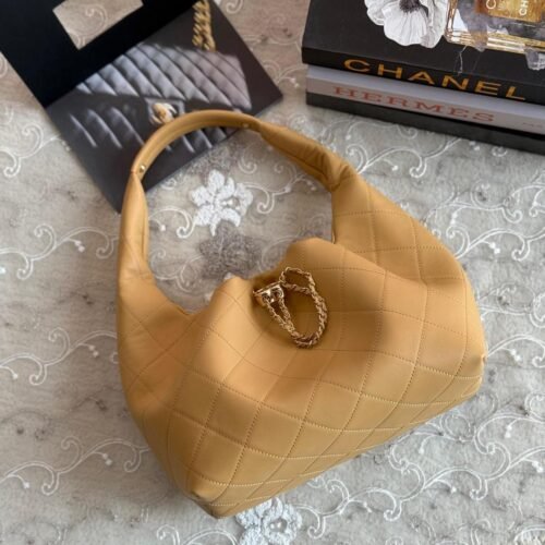 Chanel 22 Soft Lambskin Gold Hardware Drawstring Hobo Bag for women in Dubai