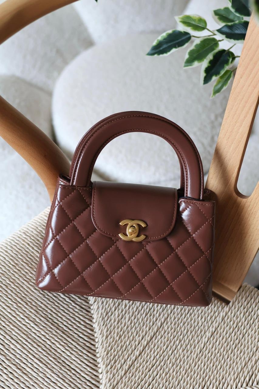 Chanel Mini Kelly 23K Calfskin Quilted Nano Bag for women in Dubai