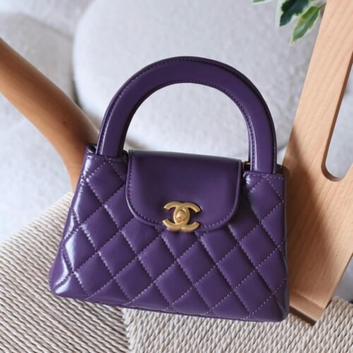 Chanel Mini Kelly 23K Calfskin Quilted Nano Bag for women in Dubai