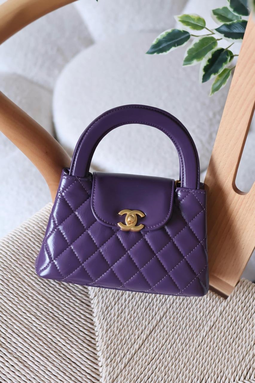 Chanel Mini Kelly 23K Calfskin Quilted Nano Bag for women in Dubai