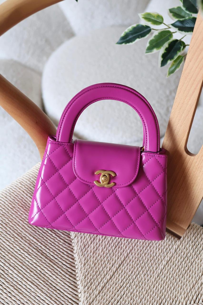 Chanel Mini Kelly 23K Calfskin Quilted Nano Bag for women in Dubai