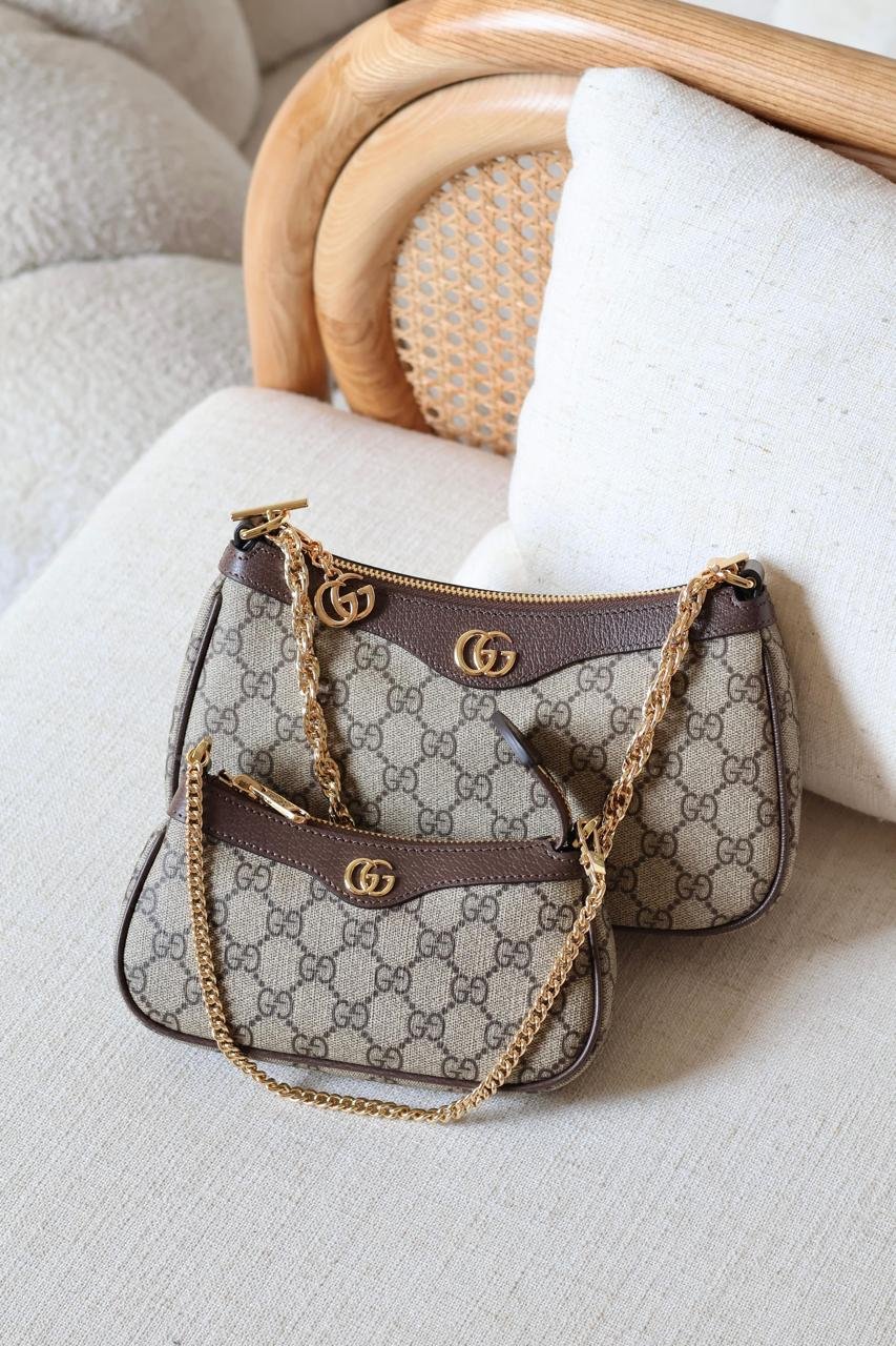 Gucci Ophidia GG Supreme Small Zip Pochette Shoulder Bag with Web Strap For Women in Dubai