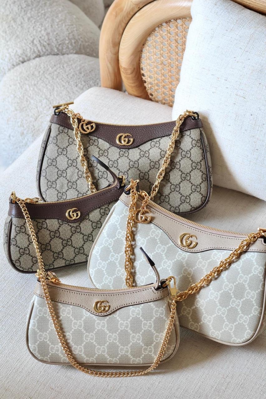 Gucci Ophidia GG Supreme Small Zip Pochette Shoulder Bag with Web Strap For Women in Dubai