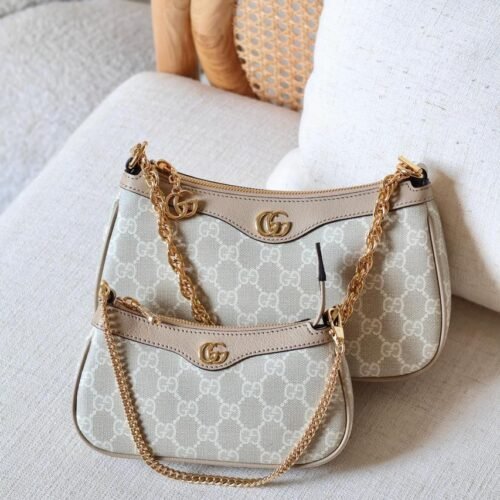 Gucci Ophidia GG Supreme Small Zip Pochette Shoulder Bag with Web Strap For Women in Dubai