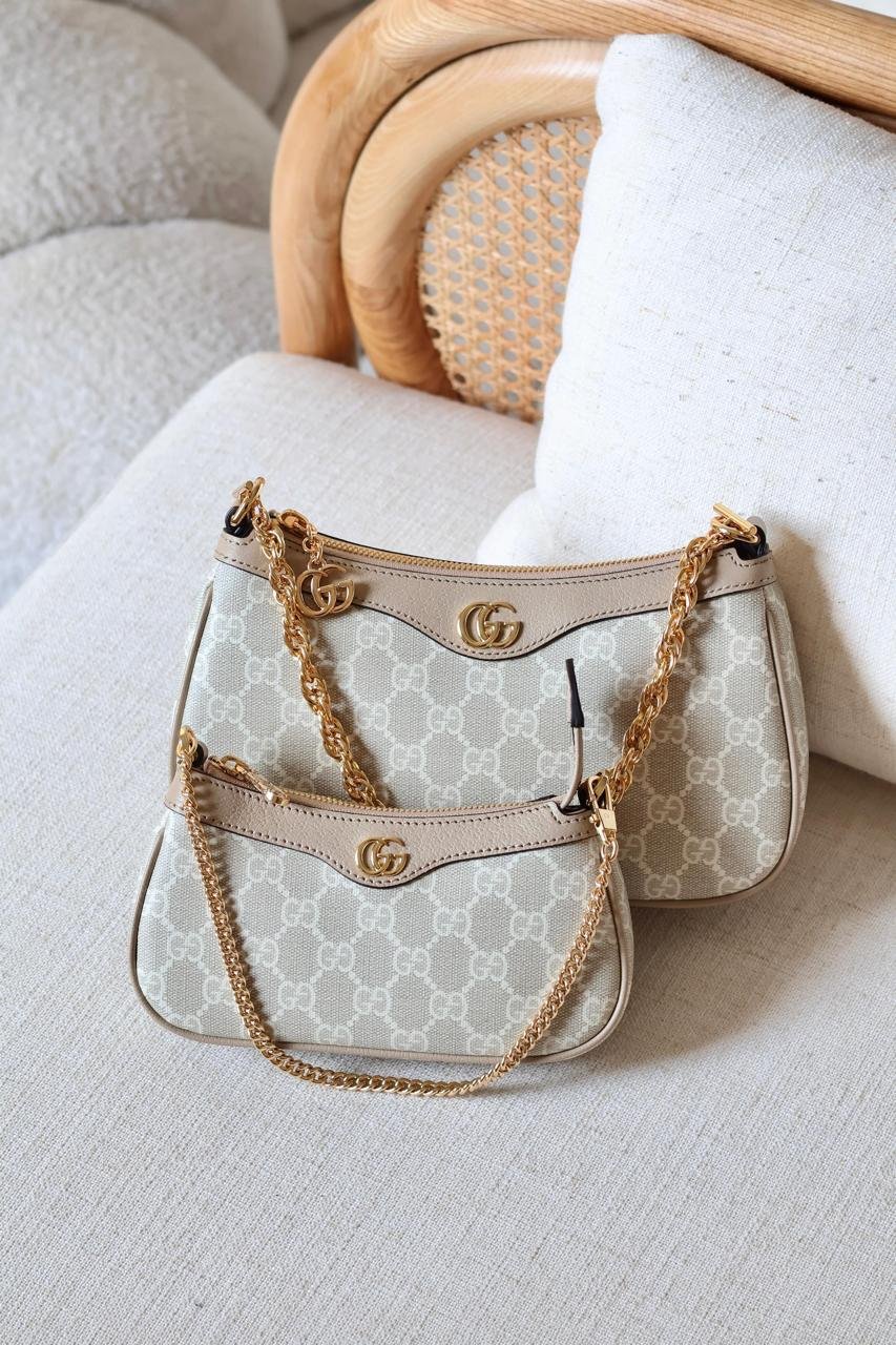 Gucci Ophidia GG Supreme Small Zip Pochette Shoulder Bag with Web Strap For Women in Dubai