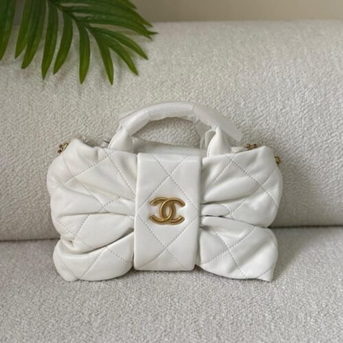 Chanel Mini Shiny Lambskin CC Logo Gold-Tone Metal Bow Bag in Dubai