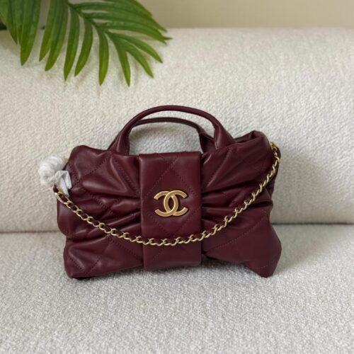 Chanel Mini Shiny Lambskin CC Logo Gold-Tone Metal Bow Bag in Dubai