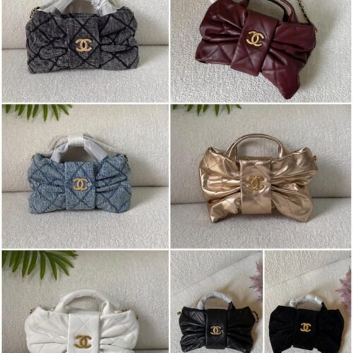Chanel Mini Shiny Lambskin CC Logo Gold-Tone Metal Bow Bag in Dubai