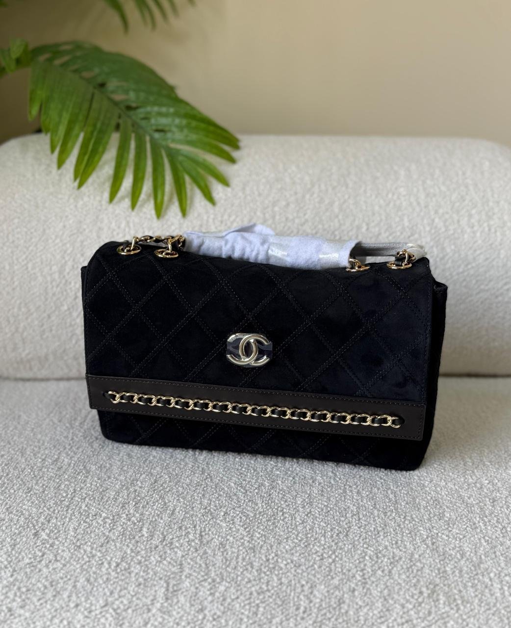 Chanel CC Chain Detail Diamond Quilted Suede Flap Bag in Dubai