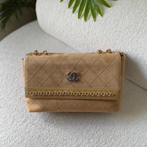 Chanel CC Chain Detail Diamond Quilted Suede Flap Bag in Dubai