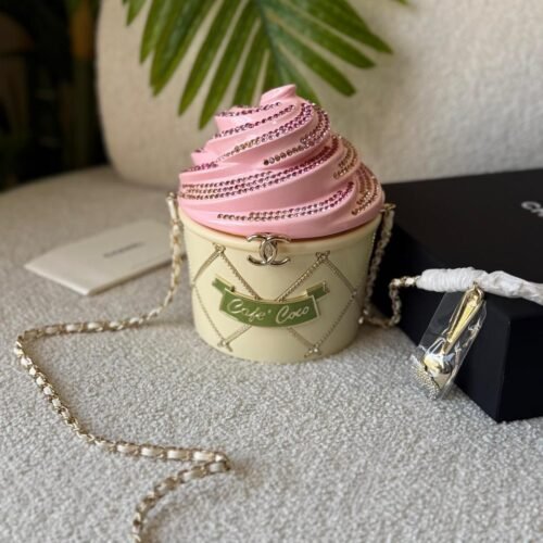 Chanel Ice Cream Minaudiere Plexi Strass Gold-Tone Clutch in Dubai