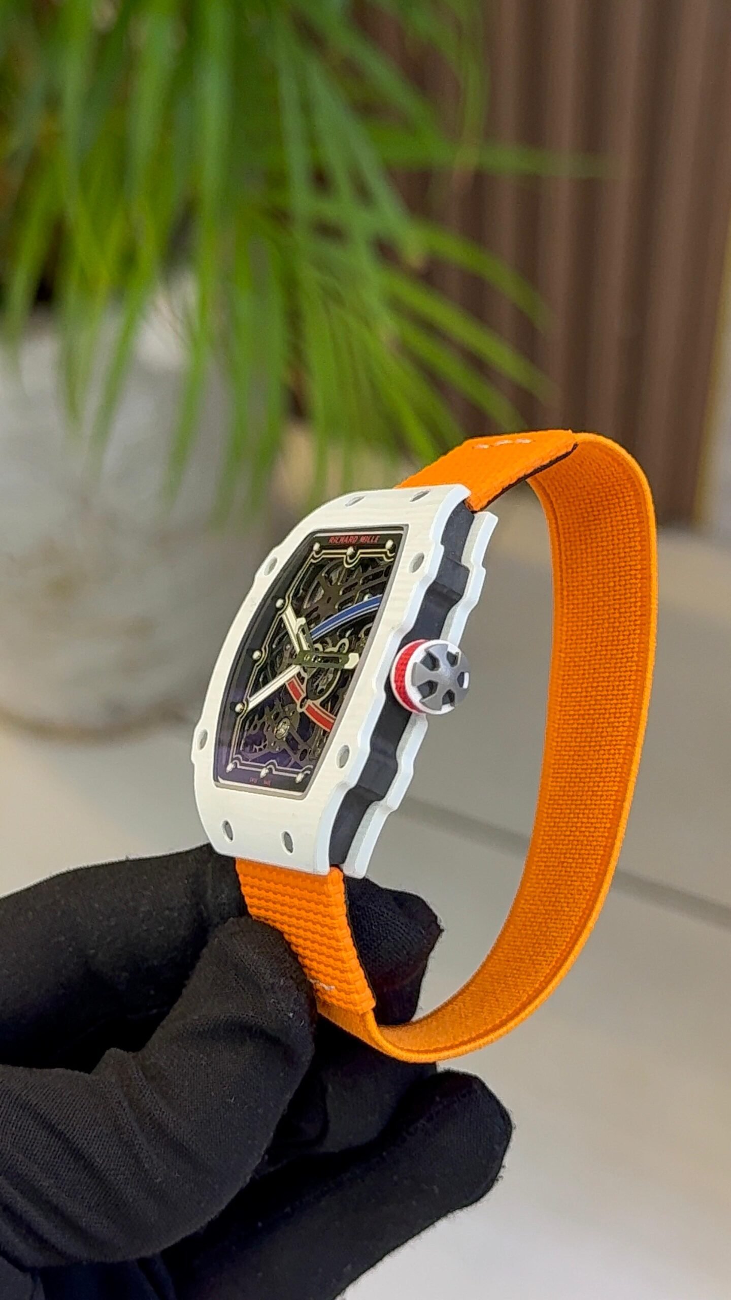 Richard Mille RM67-02 (V8) Extra Flat - White Carbon & Orange Strap - Image 2