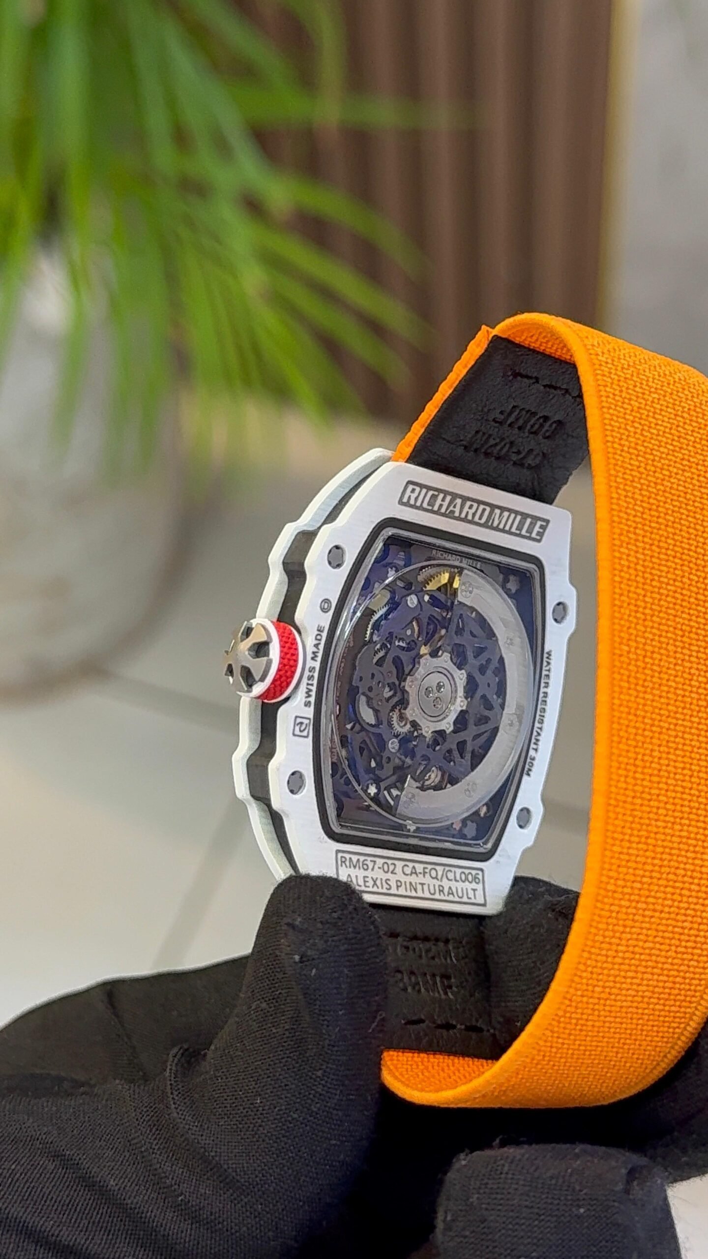 Richard Mille RM67-02 (V8) Extra Flat - White Carbon & Orange Strap - Image 3